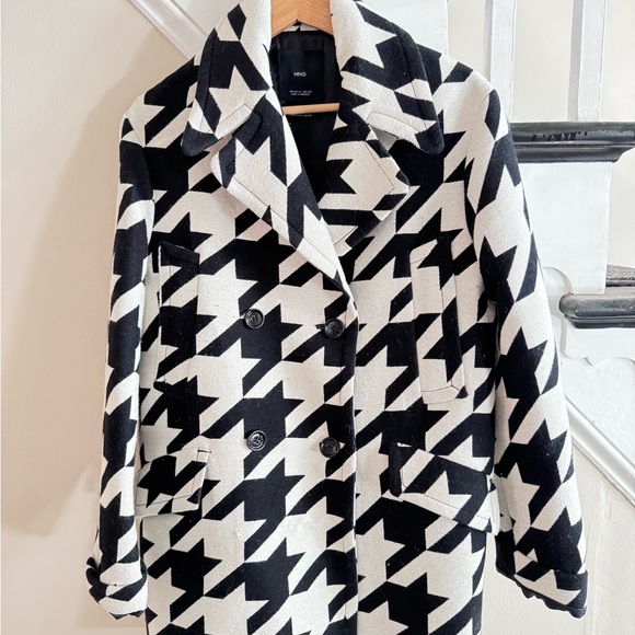 MANGO Houndstooth Buttoned cotton/wool coat - Picture 7 of 10